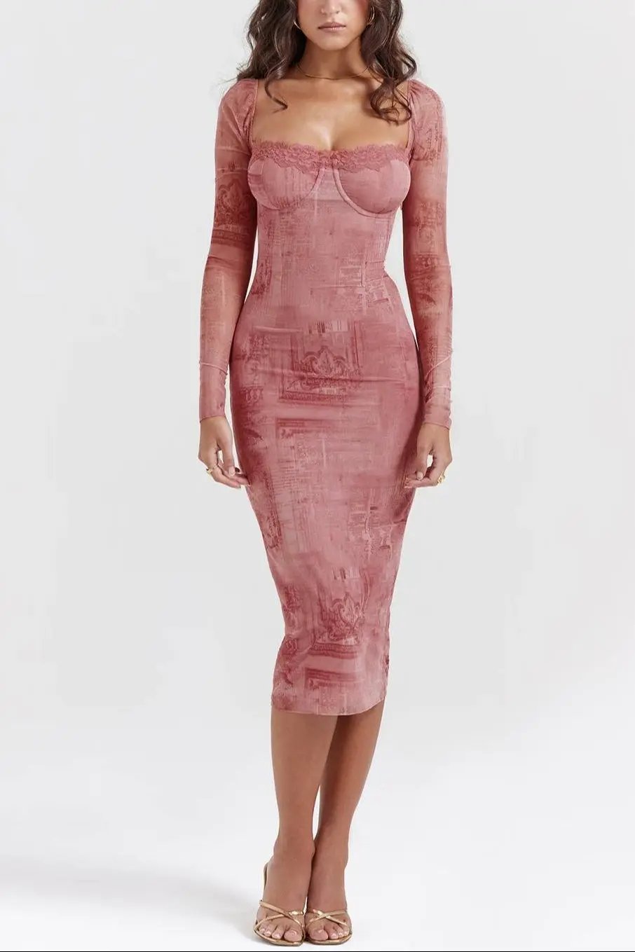 SERAPHINA Pink Print Corset Dress  GEMMACHIC