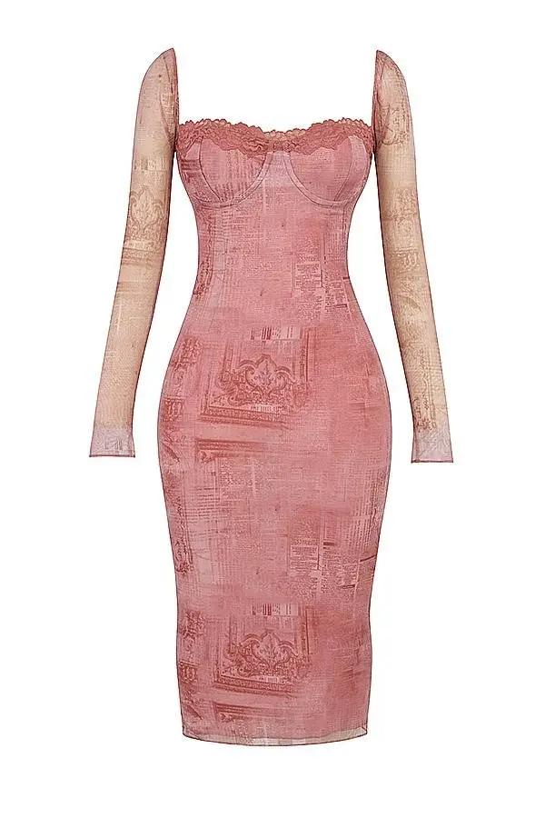SERAPHINA Pink Print Corset Dress  GEMMACHIC