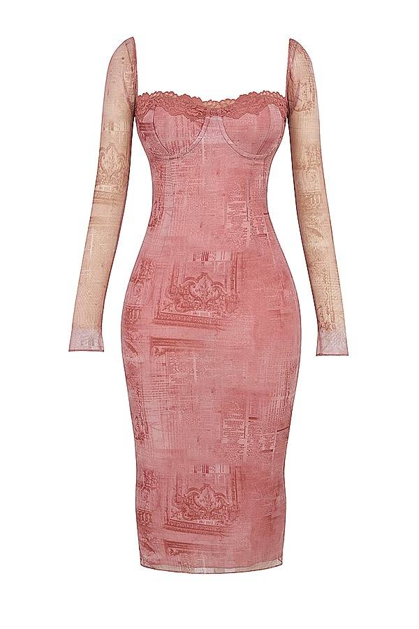 SERAPHINA Pink Print Corset Dress  Gemma Chic
