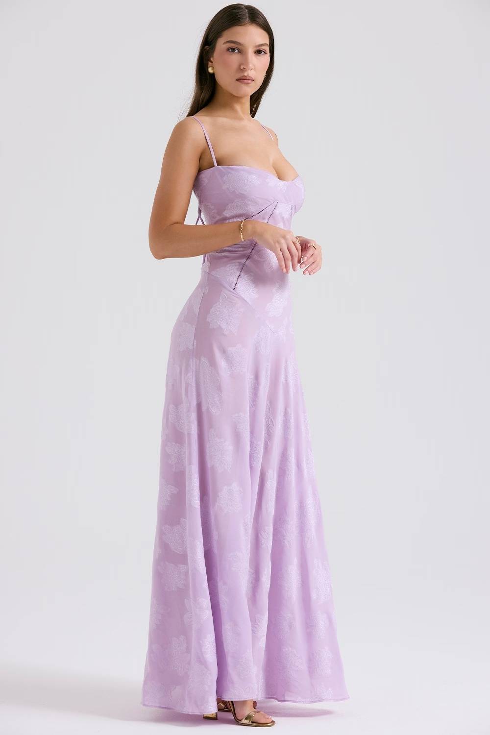 SEREN Orchid Floral Lace Back Maxi Dress  Gemma Chic