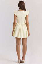 SISI Lemon Cotton Embroidered Mini Dress  Gemma Chic