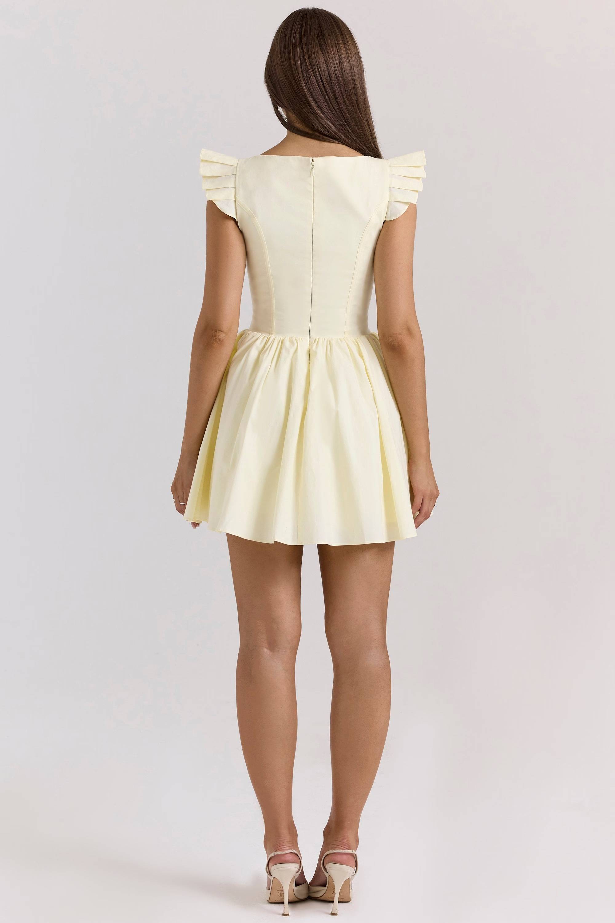 SISI Lemon Cotton Embroidered Mini Dress  Gemma Chic