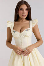 SISI Lemon Cotton Embroidered Mini Dress  Gemma Chic