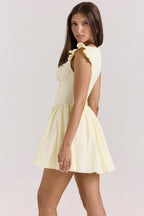 SISI Lemon Cotton Embroidered Mini Dress  Gemma Chic