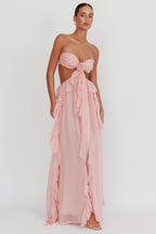 Santiago Cut-Out Ruffle Maxi Dress Blush  GEMMACHIC
