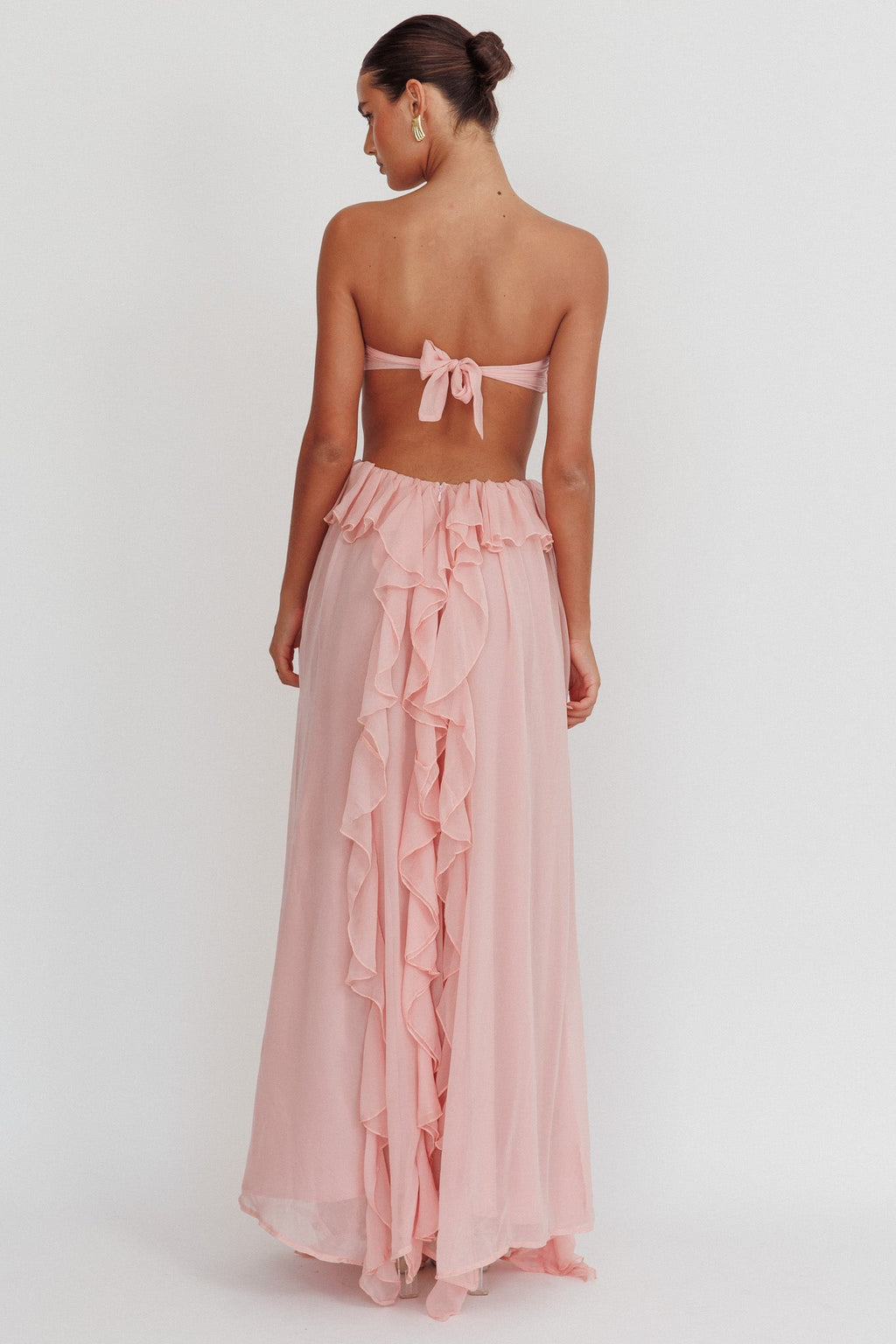 Santiago Cut-Out Ruffle Maxi Dress Blush  GEMMACHIC