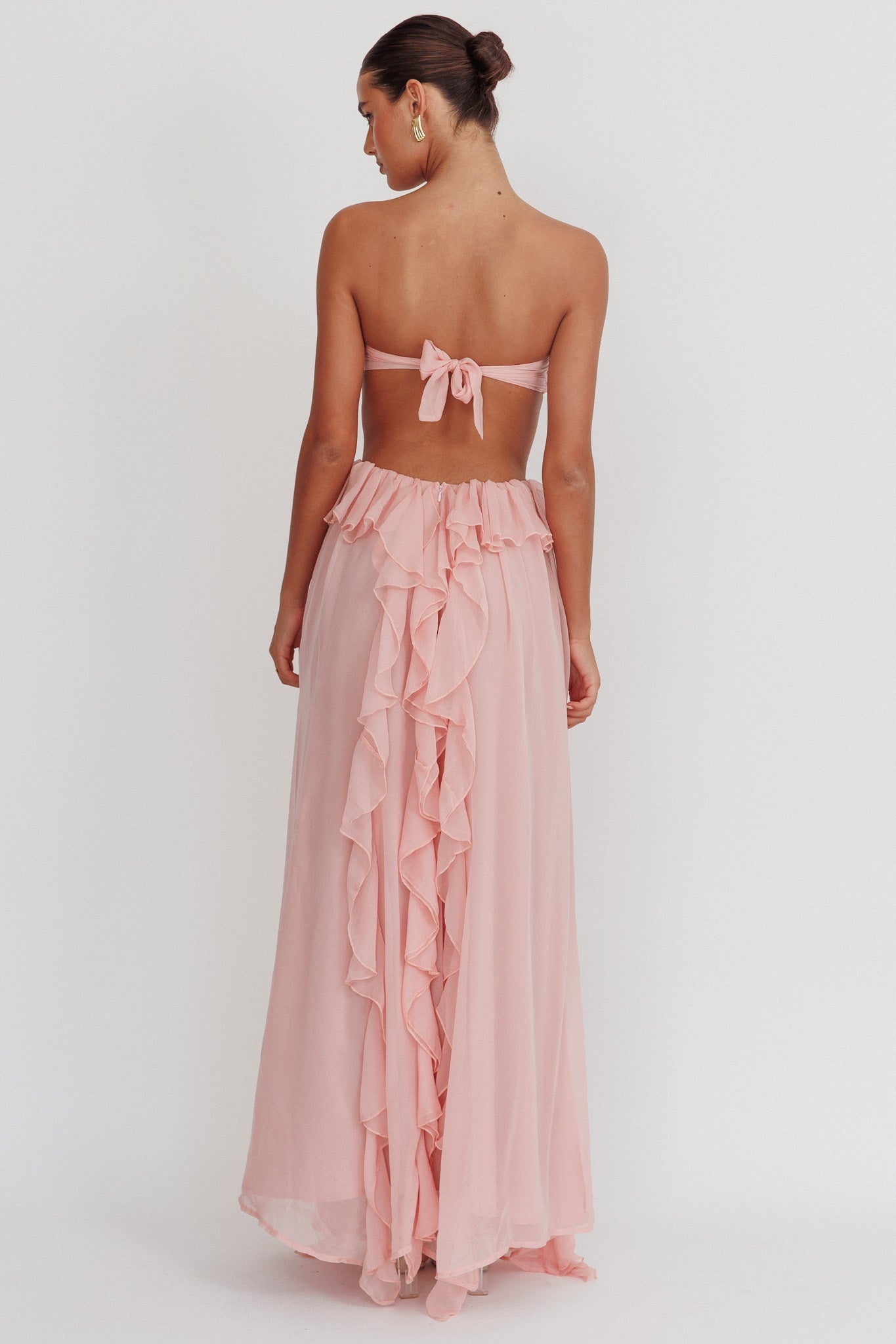 Santiago Cut-Out Ruffle Maxi Dress Blush  GEMMACHIC
