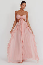 Santiago Cut-Out Ruffle Maxi Dress Blush  GEMMACHIC
