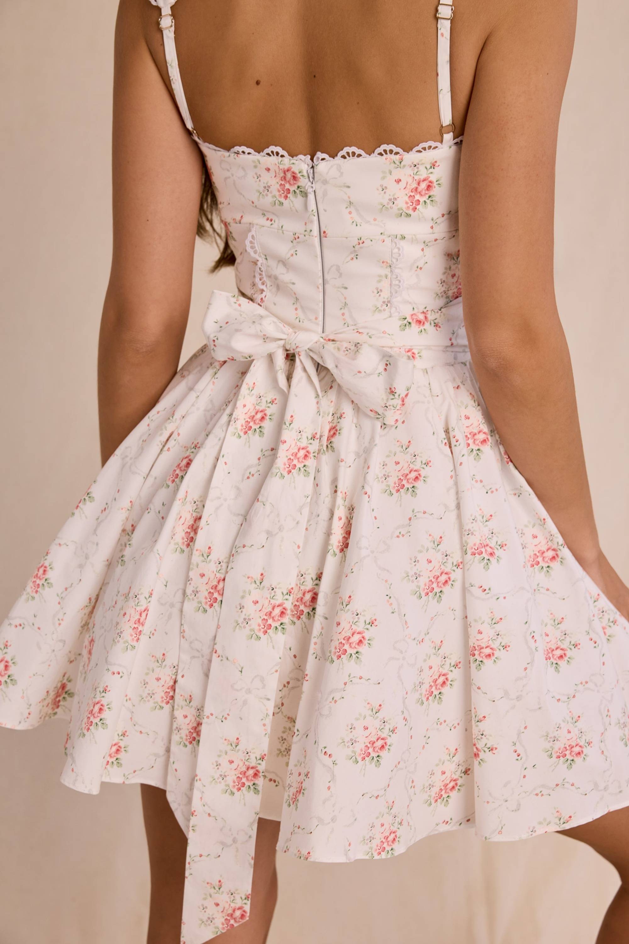 Sade Rose Print Stretch Cotton Mini Dress  Gemma Chic