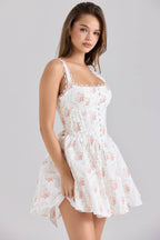 Sade Rose Print Stretch Cotton Mini Dress  Gemma Chic