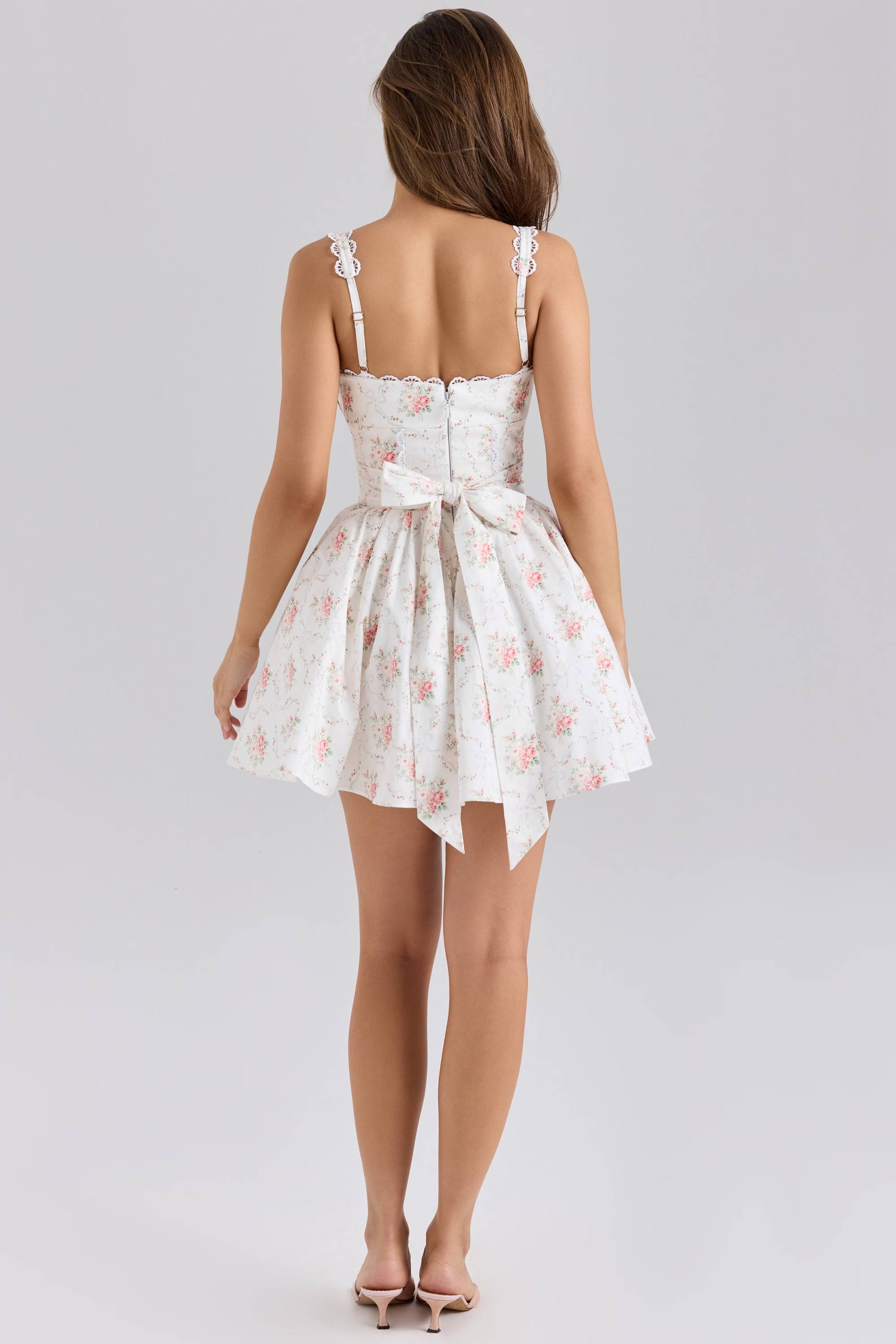 Sade Rose Print Stretch Cotton Mini Dress  Gemma Chic