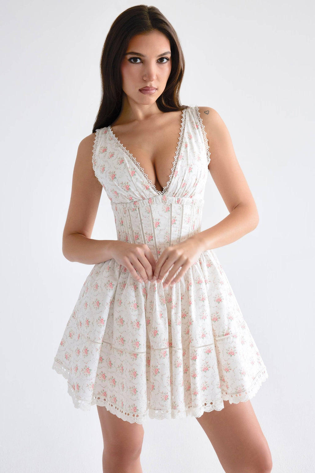 Salma Rose Print Mini Dress  Gemma Chic