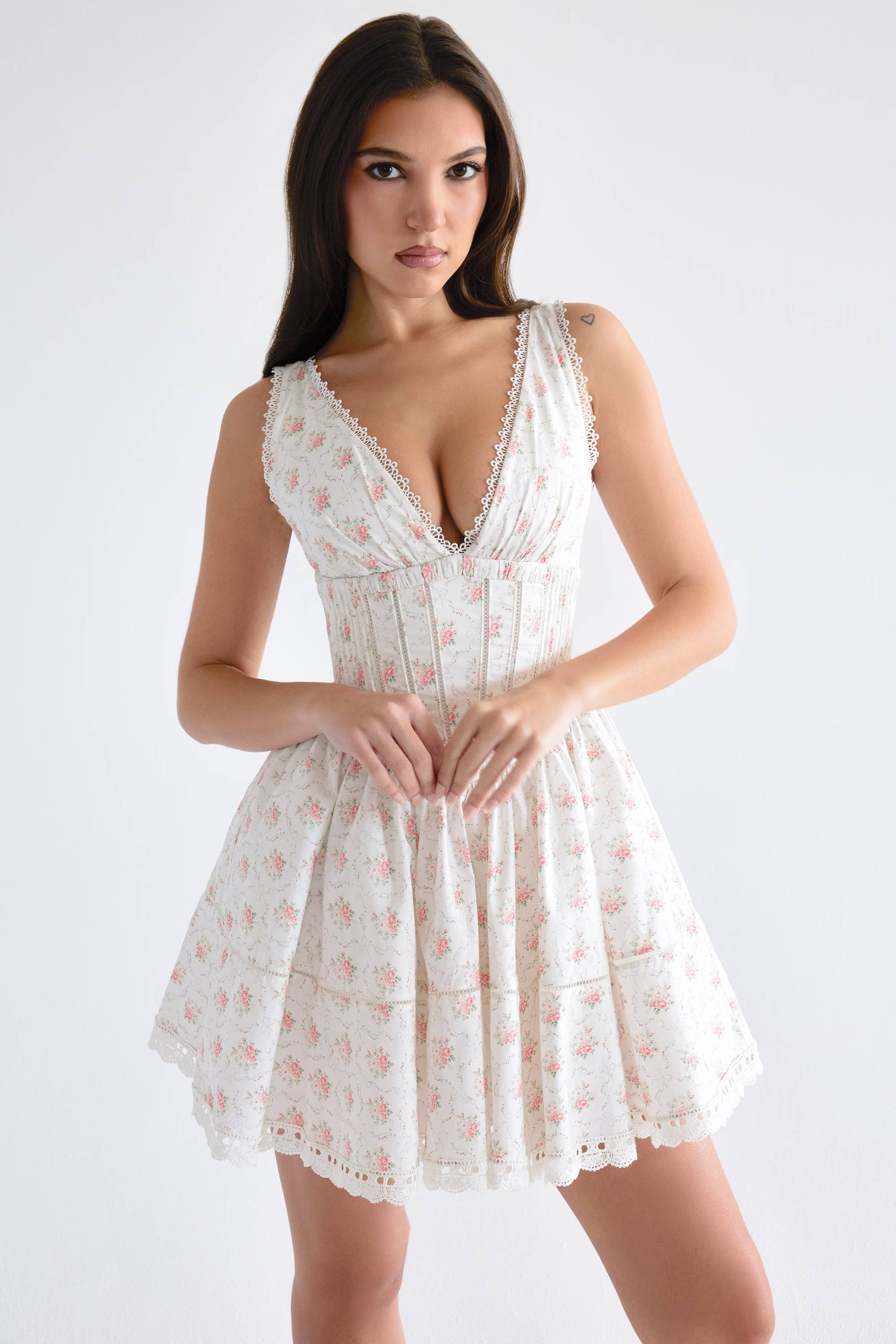 Salma Rose Print Mini Dress  Gemma Chic