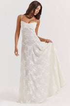 Seren Vintage Cream Floral Lace Back Maxi Dress  Gemma Chic