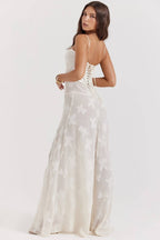 Seren Vintage Cream Floral Lace Back Maxi Dress  Gemma Chic