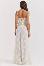Seren Vintage Cream Floral Lace Back Maxi Dress  Gemma Chic