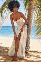 Seren Vintage Cream Floral Lace Back Maxi Dress  Gemma Chic