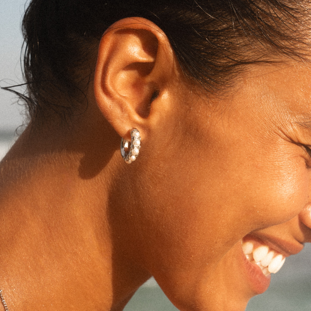 Mini Pearl Huggies Earrings  GEMMACHIC