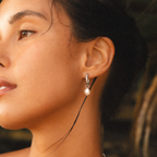 Hammered Pearl Hoop Earrings  GEMMACHIC