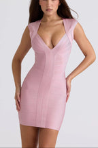 THE ICON Baby Pink Bandage Mini Dress  GEMMACHIC