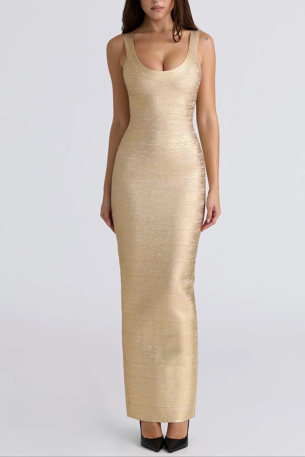 THE OG Gold Bandage Maxi Dress  GEMMACHIC