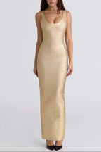 THE OG Gold Bandage Maxi Dress  GEMMACHIC