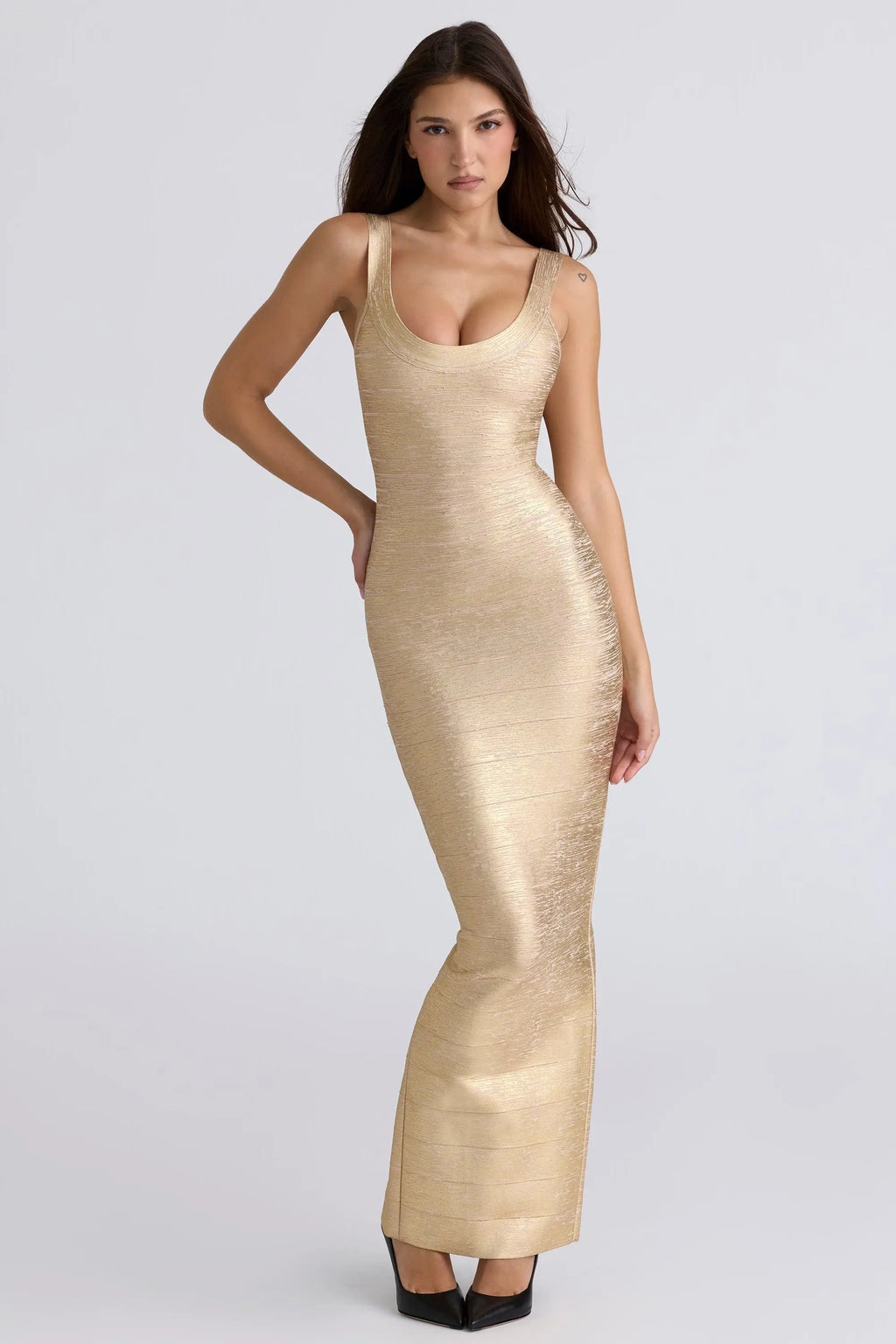 THE OG Gold Bandage Maxi Dress  GEMMACHIC