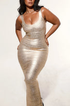 THE OG Gold Bandage Maxi Dress  GEMMACHIC