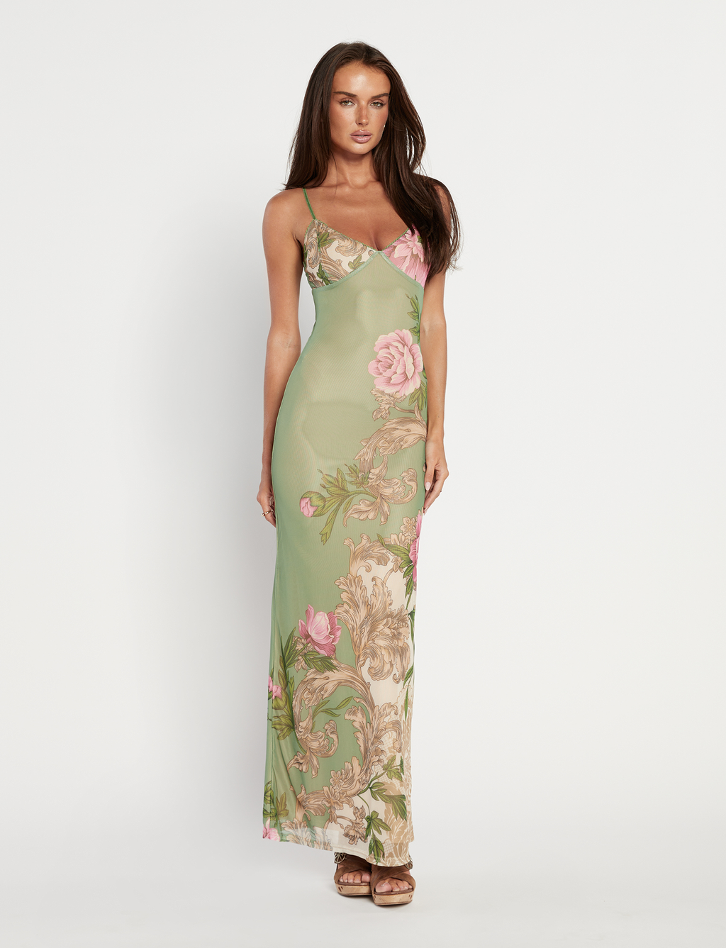 JULIANNA DRESS - GREEN : FLORAL : ROCCOCO FLORAL  GEMMACHIC