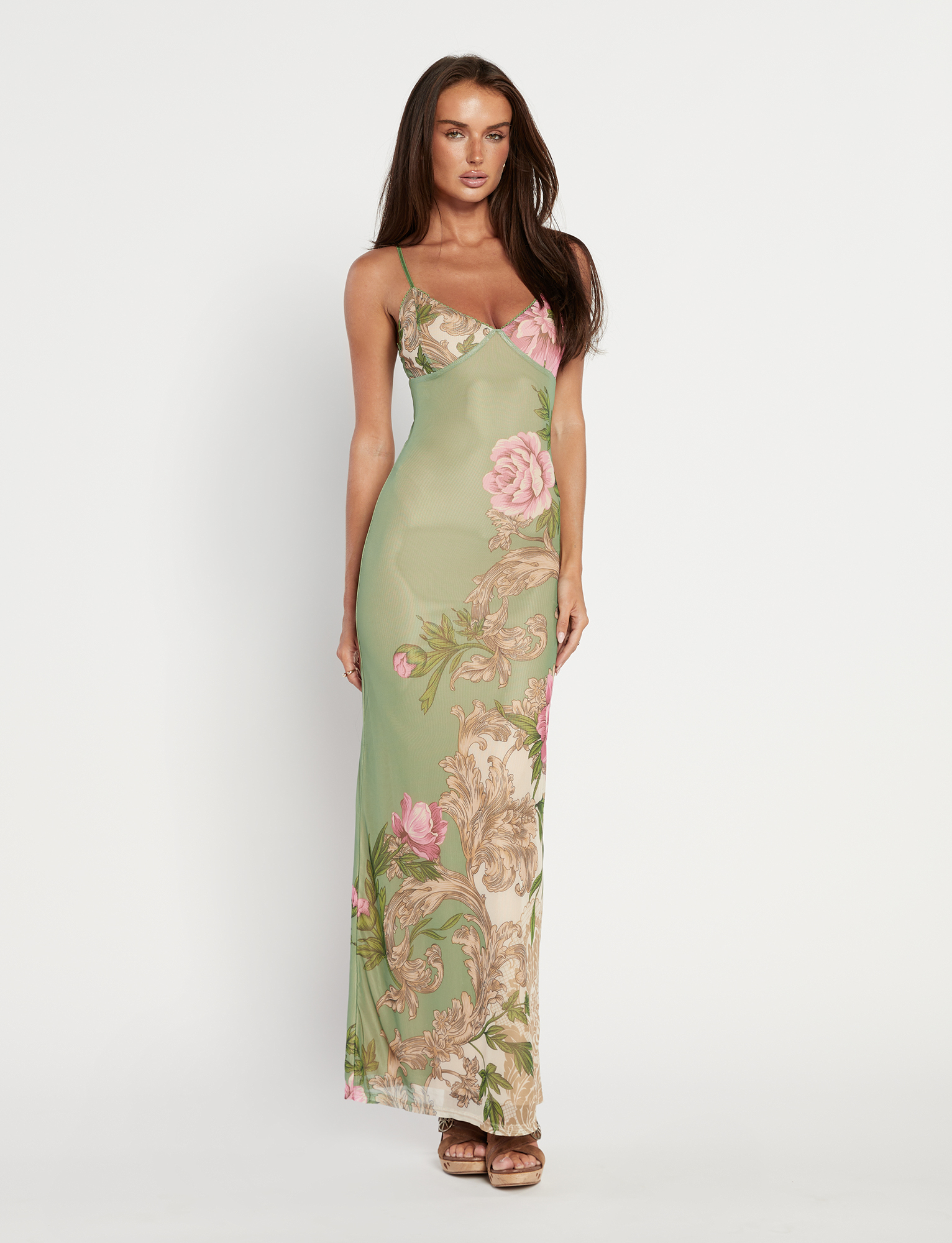 JULIANNA DRESS - GREEN : FLORAL : ROCCOCO FLORAL  GEMMACHIC