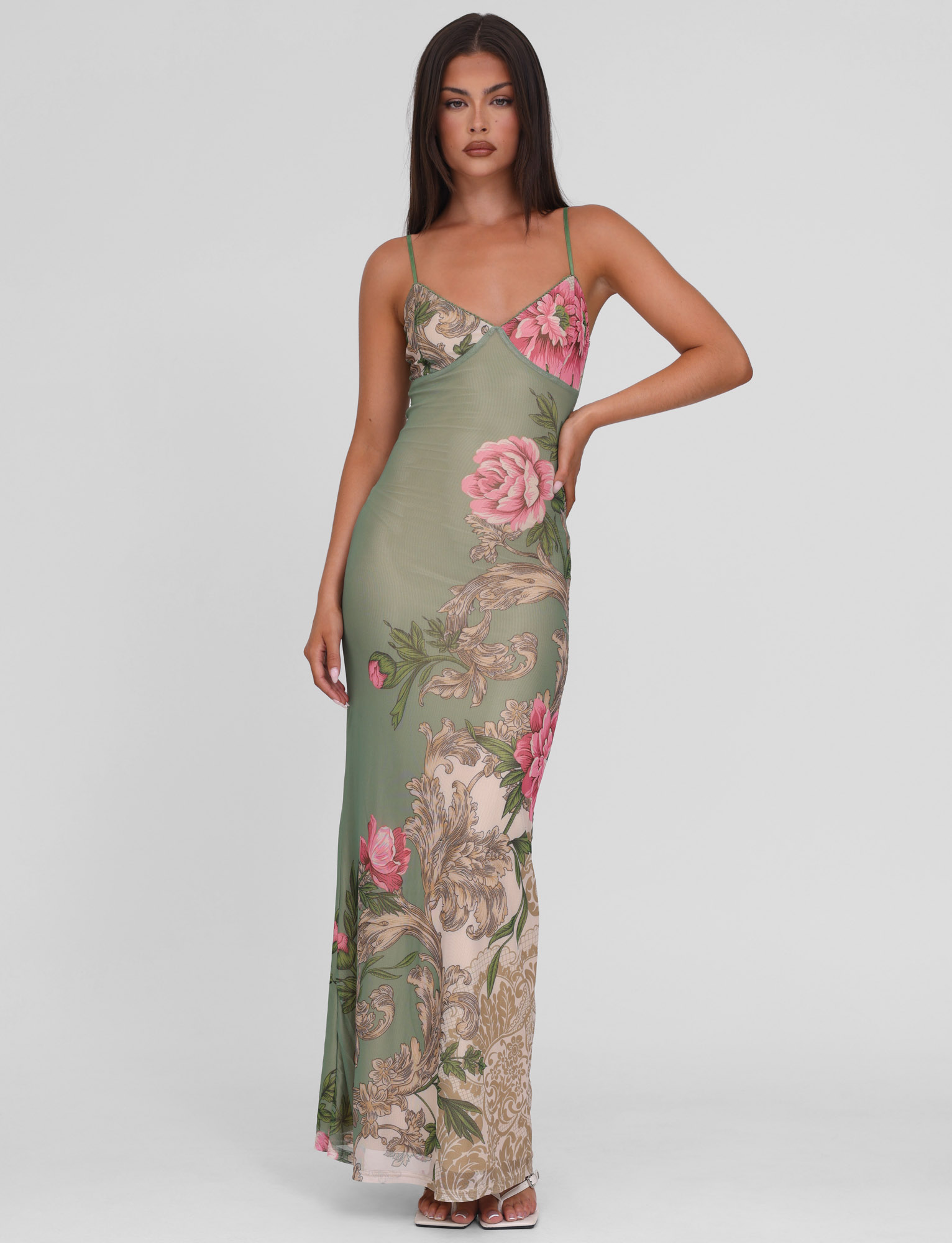JULIANNA DRESS - GREEN : FLORAL : ROCCOCO FLORAL  GEMMACHIC