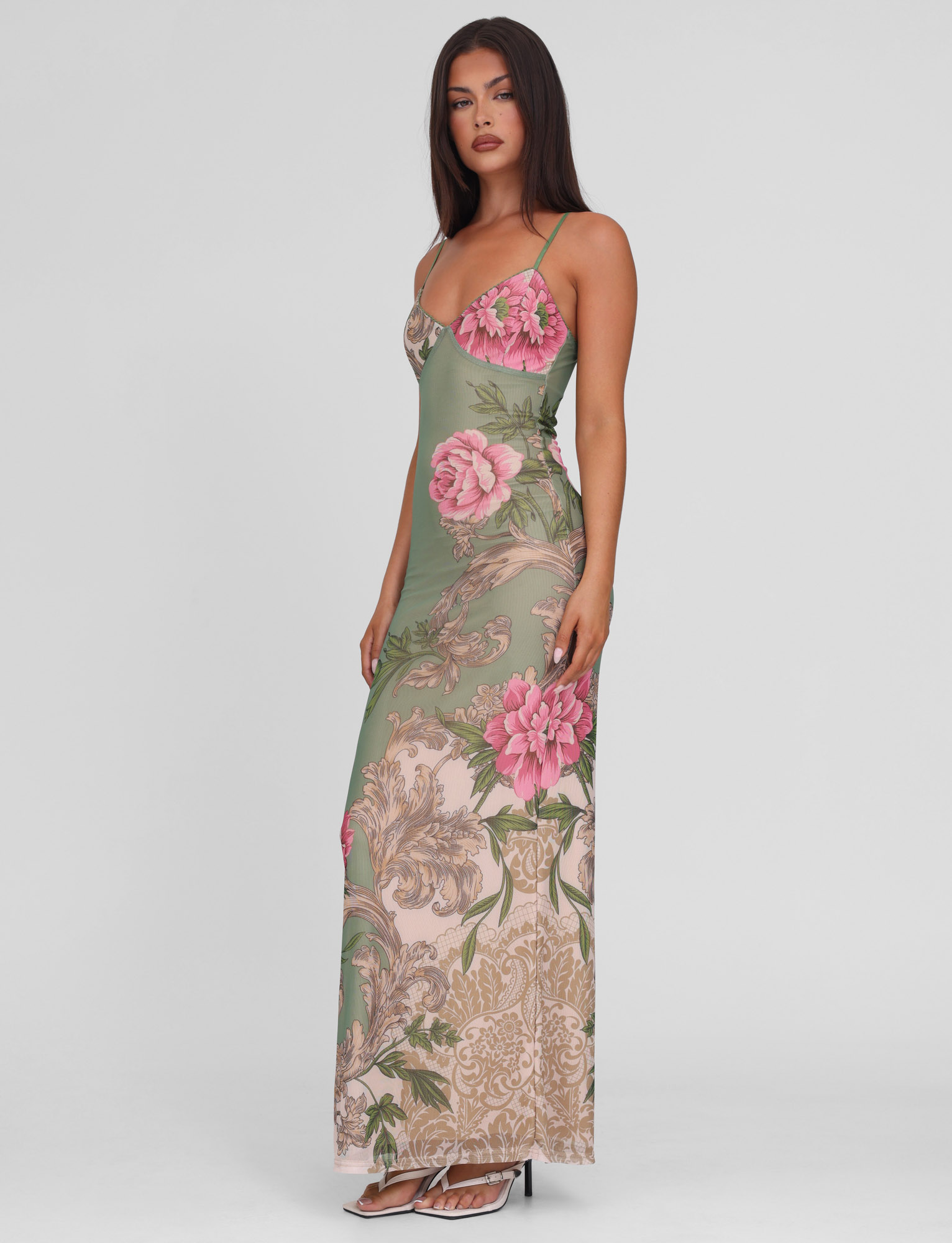 JULIANNA DRESS - GREEN : FLORAL : ROCCOCO FLORAL  GEMMACHIC