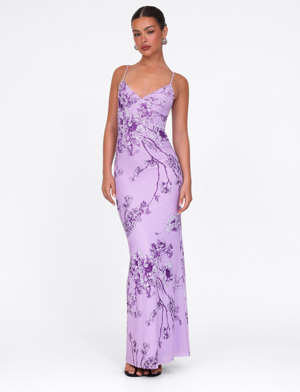 JULIANNA DRESS - PURPLE : FLORAL : PURPLE CERAMIC FLORAL  GEMMACHIC