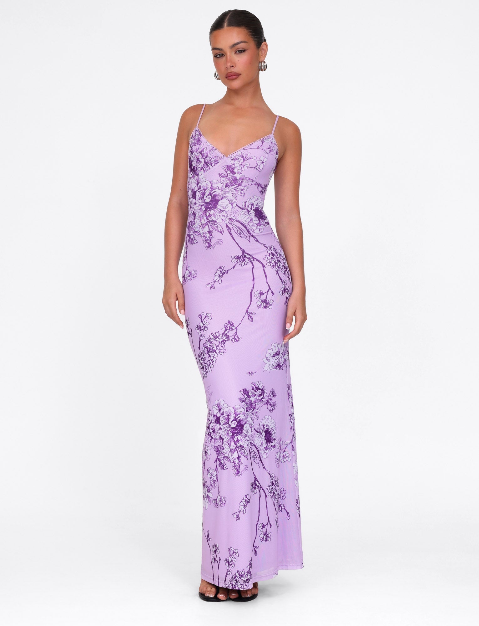 JULIANNA DRESS - PURPLE : FLORAL : PURPLE CERAMIC FLORAL  GEMMACHIC