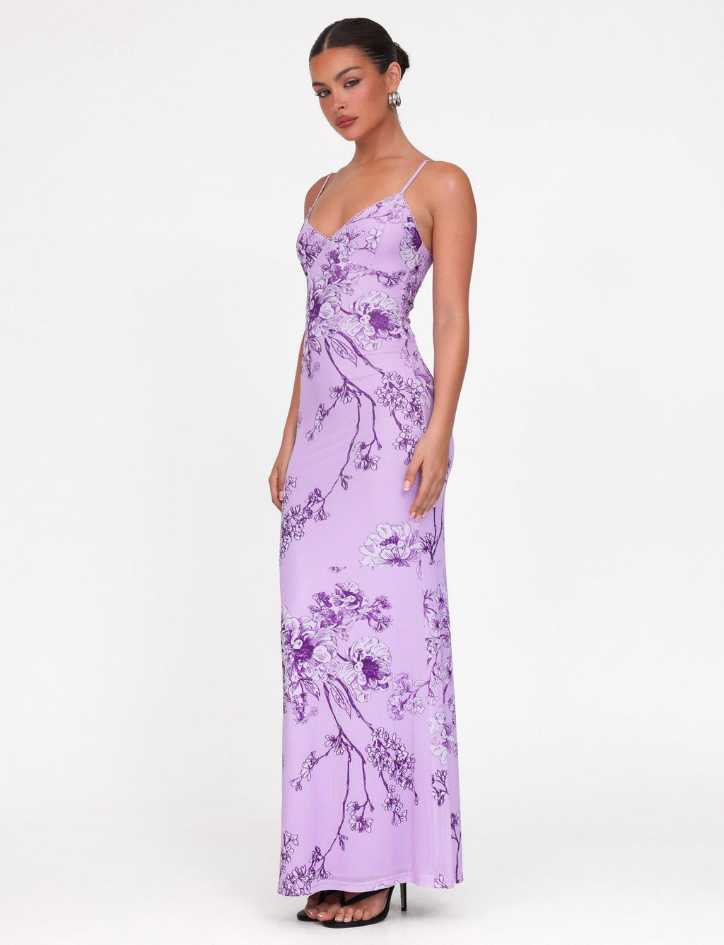 JULIANNA DRESS - PURPLE : FLORAL : PURPLE CERAMIC FLORAL  GEMMACHIC
