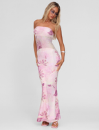 MORGAN MESH DRESS - GRUNGE FLORAL MAGENTA  GEMMACHIC