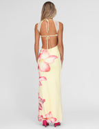 NYOMI MAXI DRESS - YELLOW : MACRO FLORAL : YELLOW HIBISCUS  GEMMACHIC