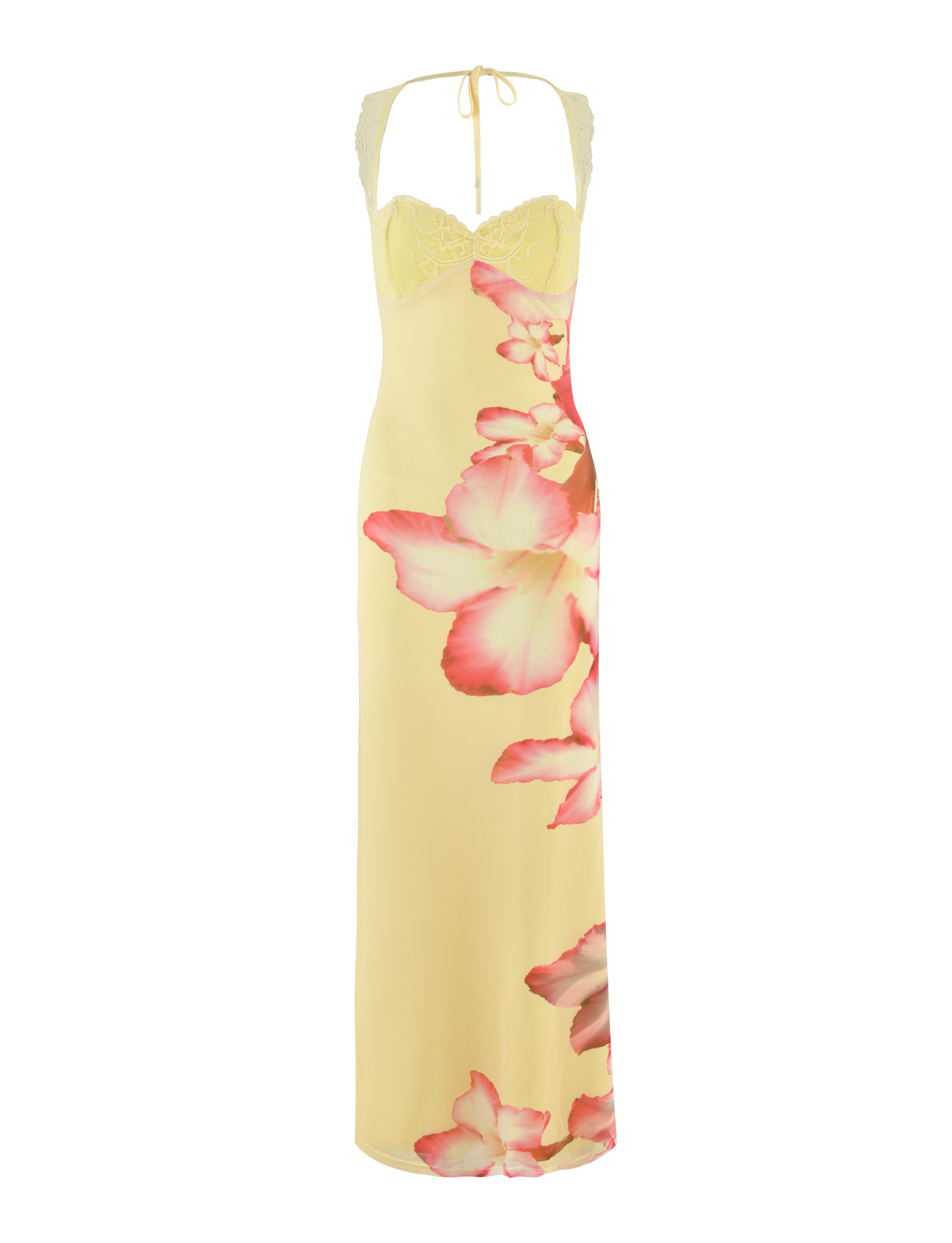 NYOMI MAXI DRESS - YELLOW : MACRO FLORAL : YELLOW HIBISCUS  GEMMACHIC