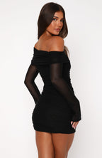 I Feel Love Long Sleeve Mini Dress Black  GEMMACHIC