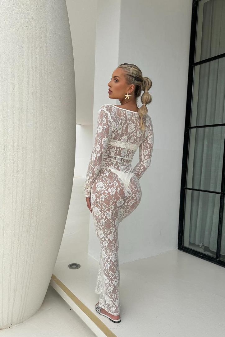 Louella 3 Piece Lace Maxi Dress - White (SALE)  GEMMACHIC