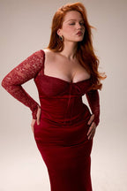 Berry Satin Maxi Dress With Corset  Gemma Chic