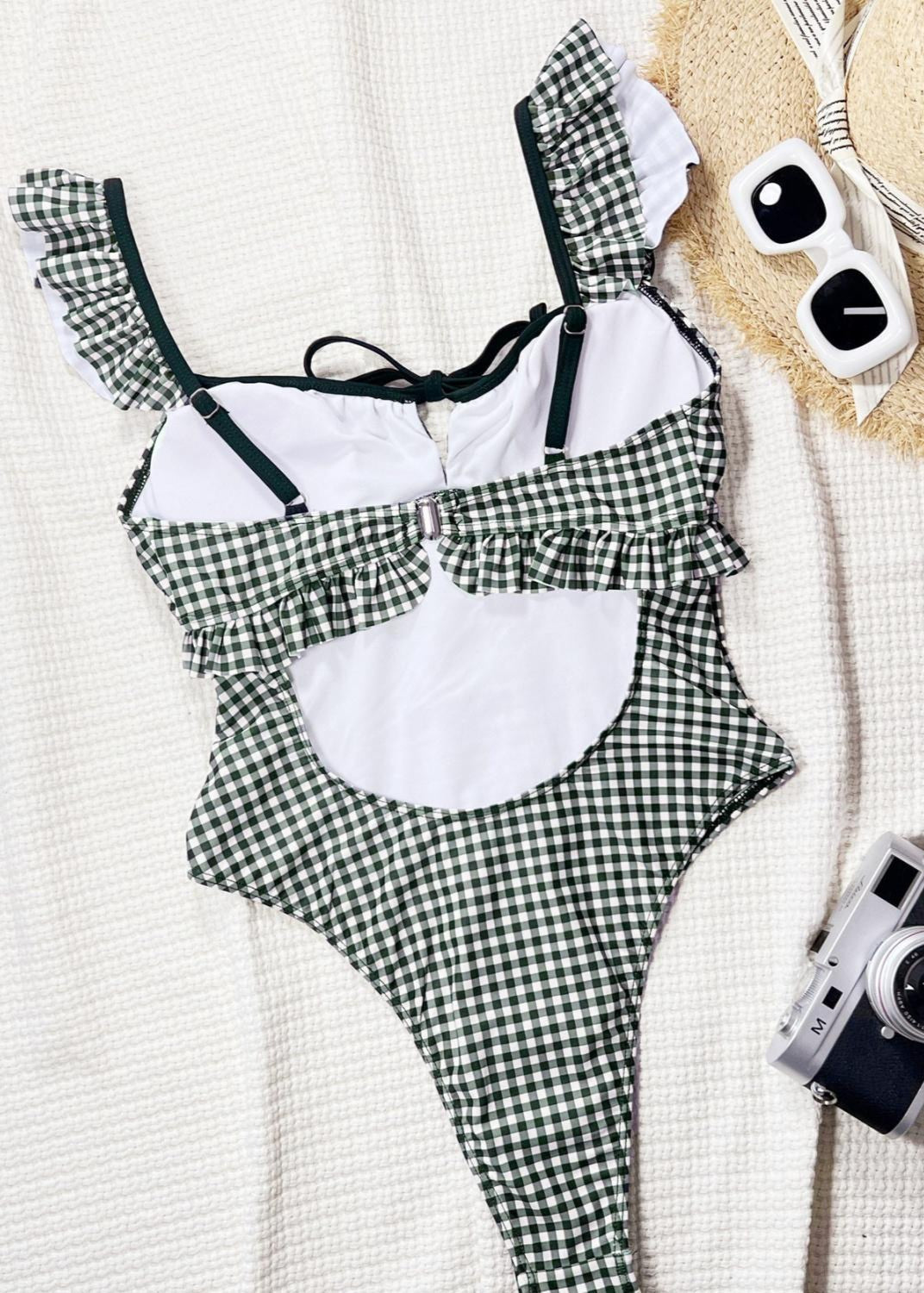 Vichy Charm Ruffle One-Piece Swimsuit  GEMMACHIC