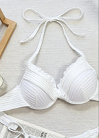 Ivory Ruffle Trim Bikini Set  GEMMACHIC