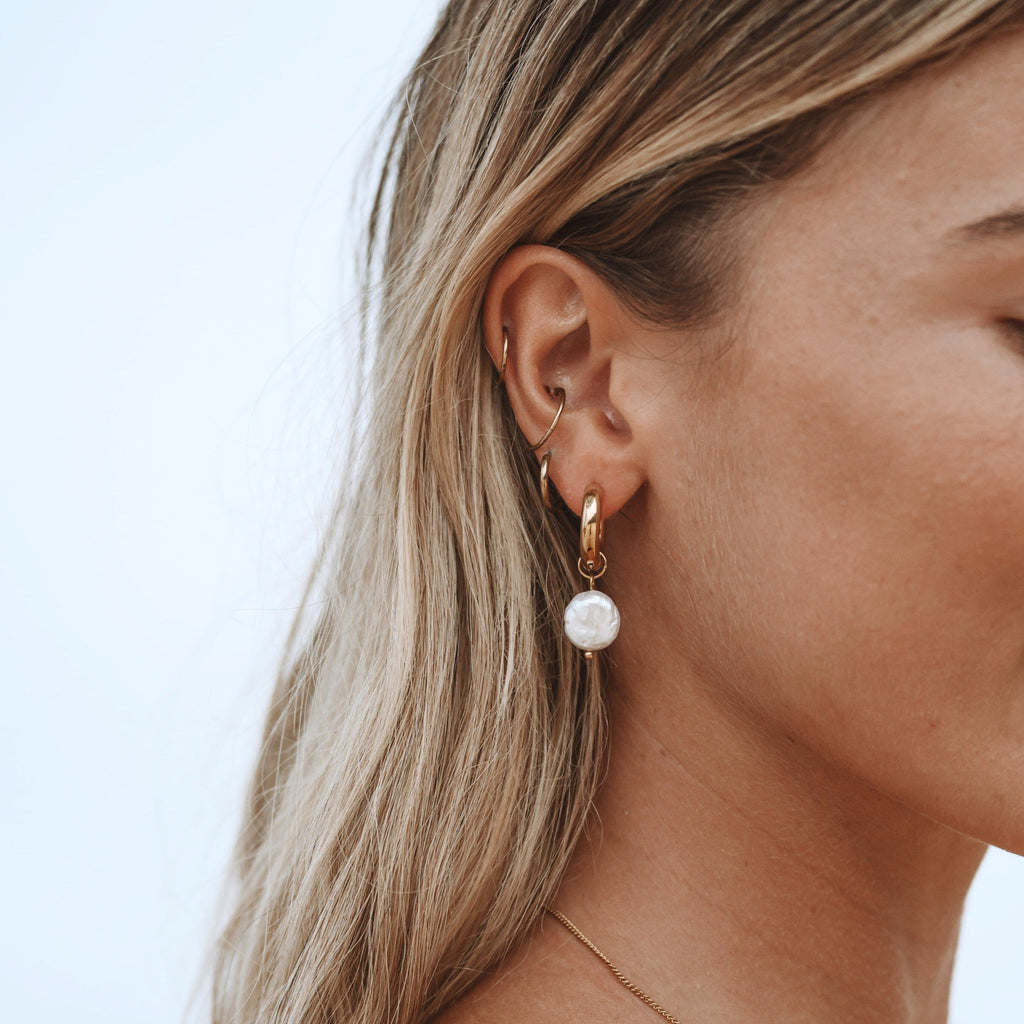 Chunky Pearl Hoops  GEMMACHIC