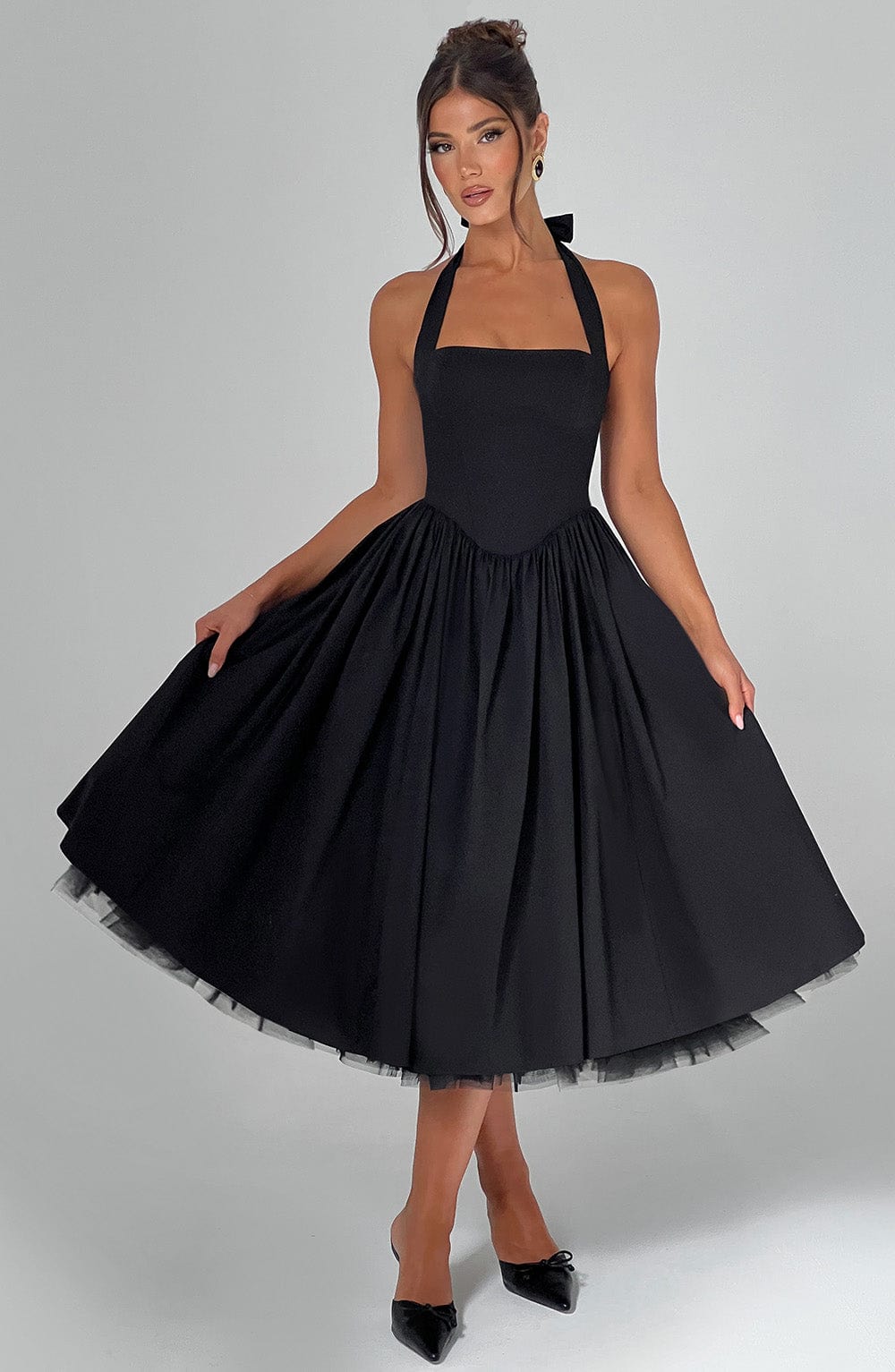 Cressida Midi Dress - Black  Gemma Chic