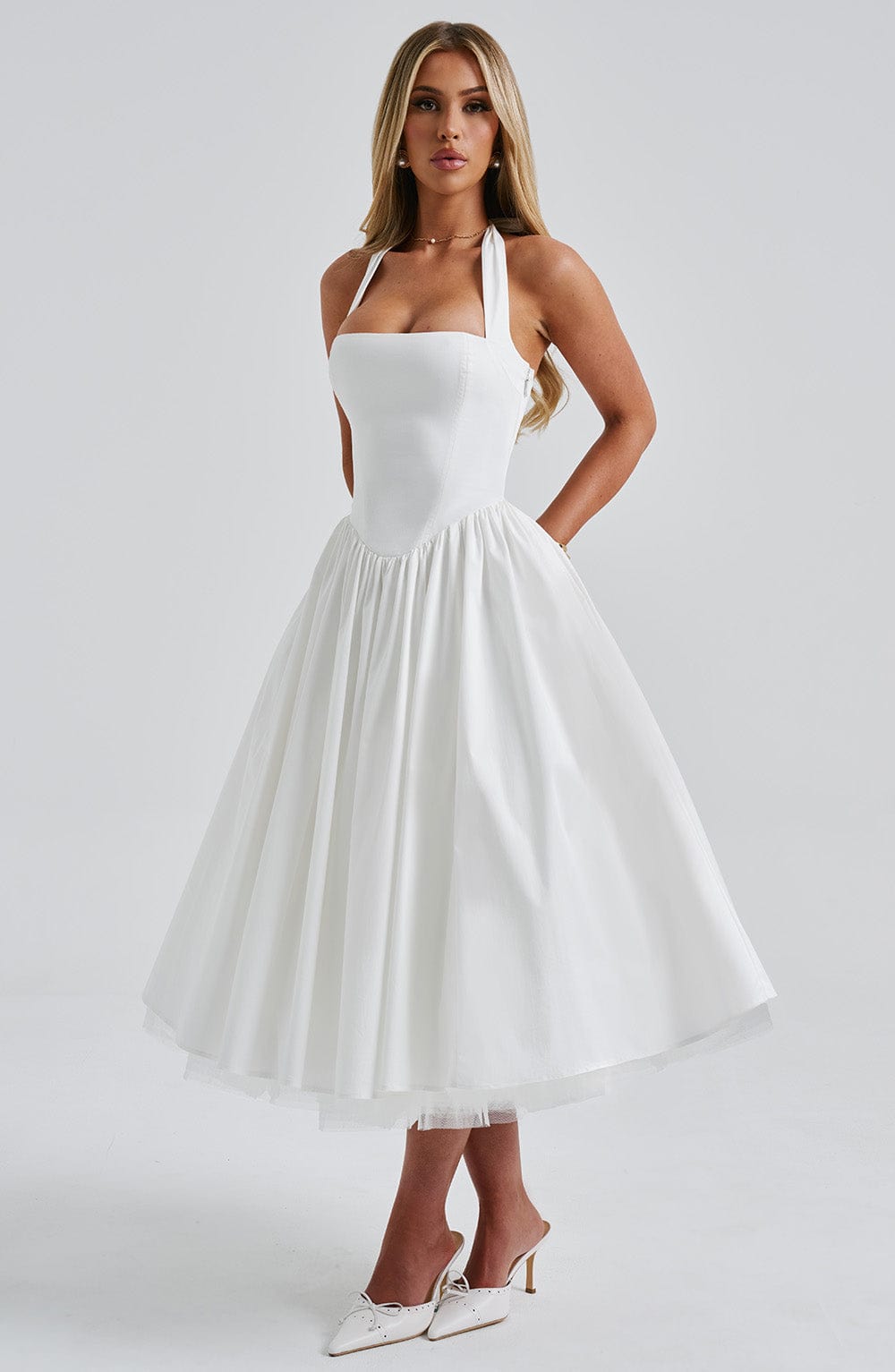 Cressida Midi Dress - Ivory  Gemma Chic