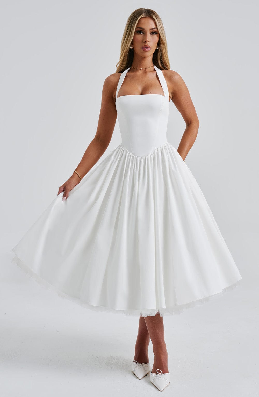 Cressida Midi Dress - Ivory  Gemma Chic