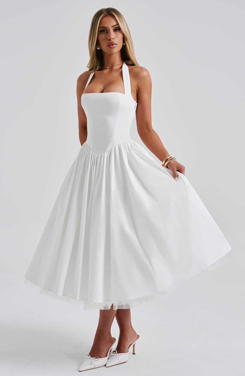 Cressida Midi Dress - Ivory  Gemma Chic