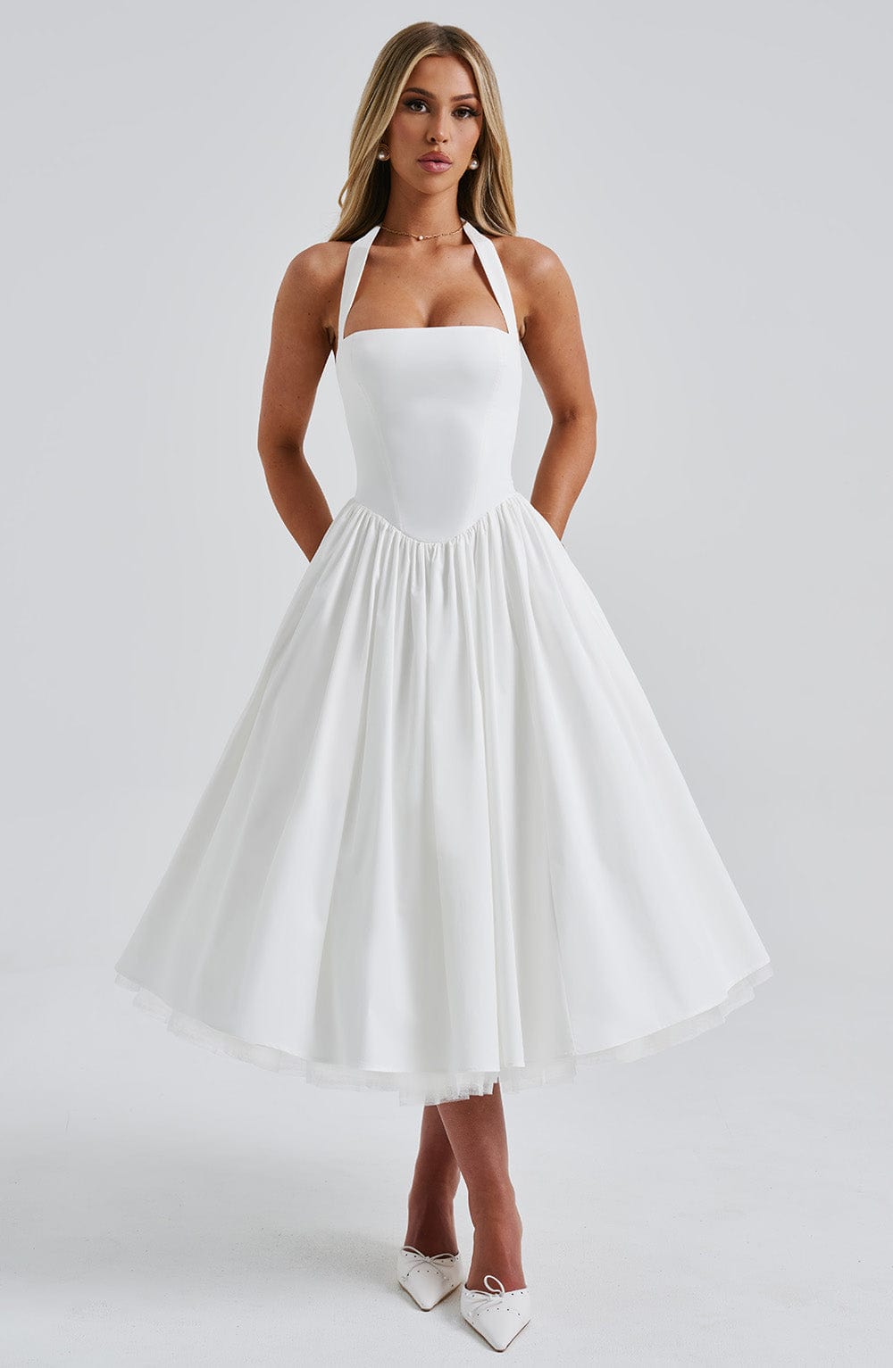 Cressida Midi Dress - Ivory  Gemma Chic