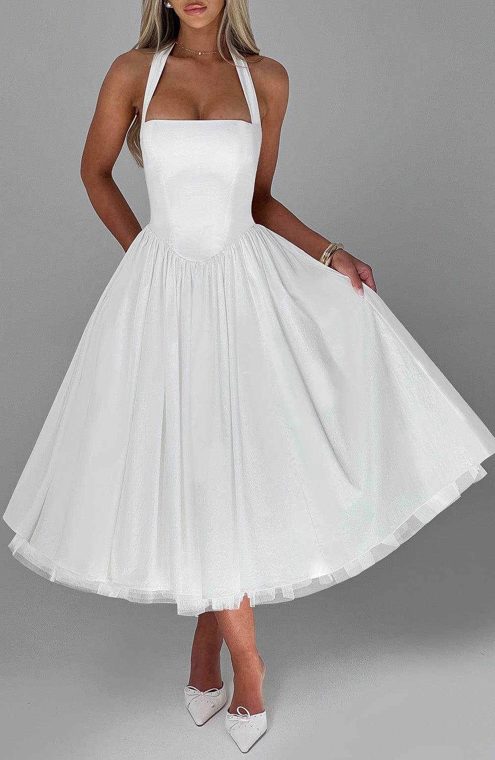 Cressida Midi Dress - Ivory  Gemma Chic